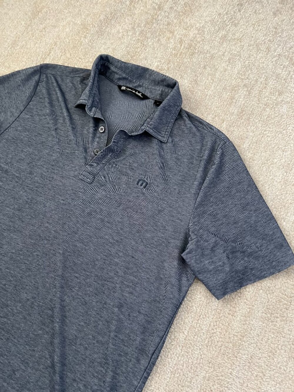 Travis Mathew Pima Cotton Blue Short Sleeve Polo Shirt Top M - Picture 3 of 8